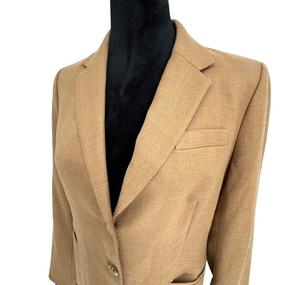 J Crew Schoolboy Blazer Womens Camel Size 8 Gold Buttons Old Money Preppy Wool‎ - Picture 1 of 8